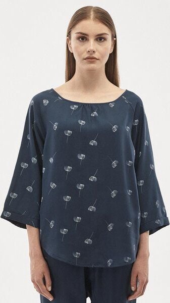 ORGANICATION Bluse aus TENCEL Lyocell mit 3/4-Ärmeln und Allover-Print