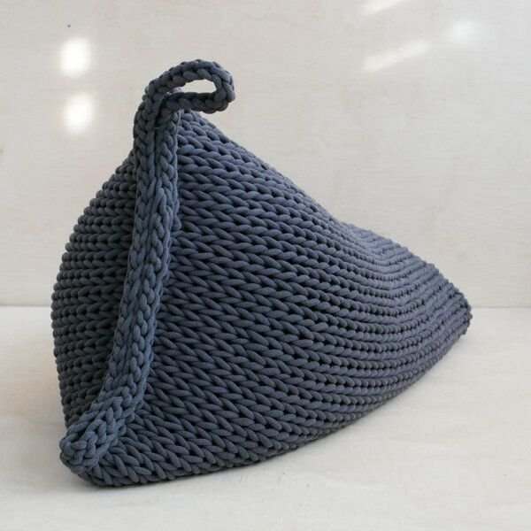 PANAPUFA Riesiger Chunky-Strick Sessel Bean Bag XXL Strick-Sitzsack Handgestrickter