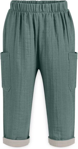 Mababu Zweifarbige Musselin-Hose | GOTS-zertifiziert | Bio-Baumwolle | Lockere Passform