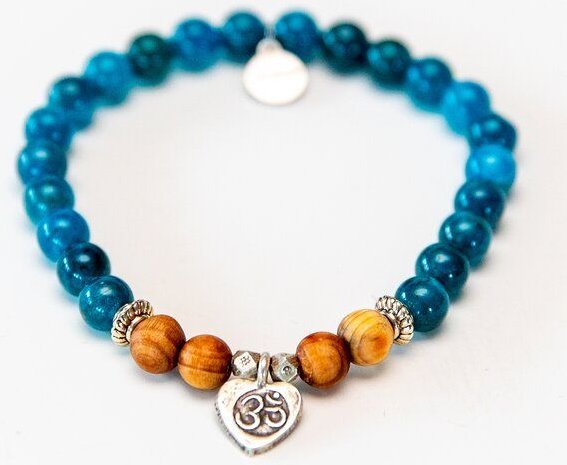 Divasya Armband "OM Love" aus echten Natursteinen & Sandelholz mit 925 Silber