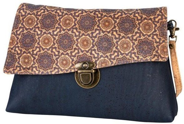 Thumbnail - Kork-Deko Kleine blaue Kork-Clutch – vegan, mit Reißverschluss & handgefertigt