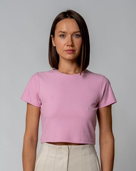 GORG Damen Geripptes Cropped T-Shirt aus Bio-Baumwolle & TENCEL Modal