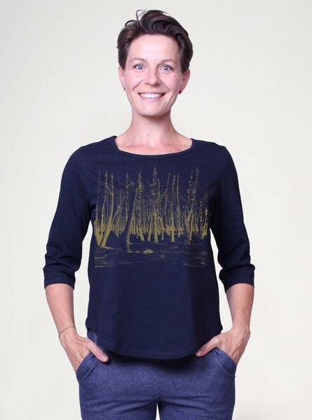 Peaces.bio - handbedruckte Biomode Dreiviertelarm-Shirt Woodland