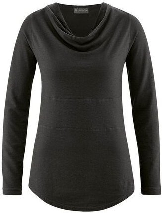 HempAge Damen Langarmshirt mit Wasserfallkragen Hanf/Biobaumwolle