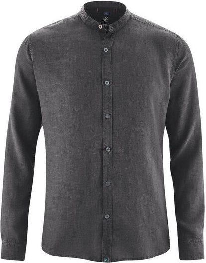 HempAge Herren Schlichtes Stehkragenhemd aus reinem Hanf