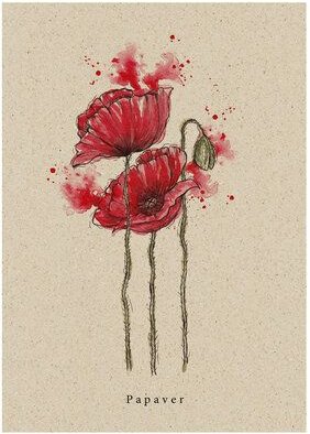 matabooks® Vintage botanische A6 Postkarte mit Blumenmotiv aus nachhaltigem Graspapier