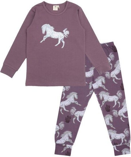 Baby Schlafhose „Lila Pferde“ aus Bio-Baumwolle – GOTS-zertifiziert, Walkiddy