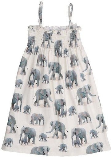 Kleinkinder Sommerkleid mit Elefantenprint und Trägern aus Bio-Baumwolle – Walkiddy