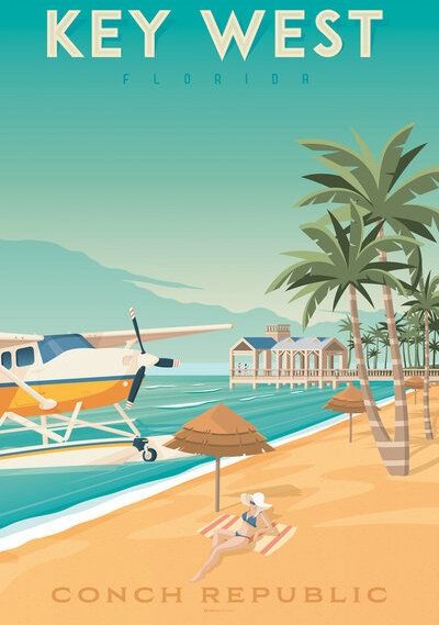 Photocircle Poster / Leinwandbild - Key West Vintage Travel Wandbild