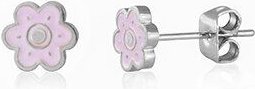 Lila Flower Power Blumen Ohrstecker in 7mm x 6mm von Elektropulli