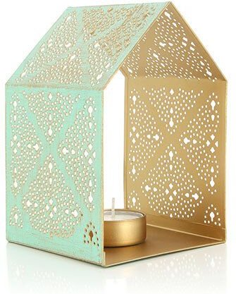 Thumbnail - GLOBO Fair Trade Teelichthalter HAUS aus Eisenblech, Windlichter Weihnachtsdeko