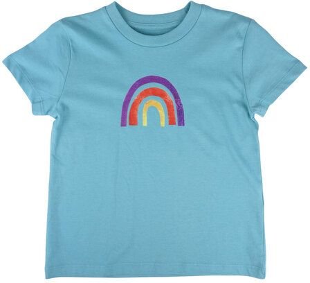 Meladi Kinder Shirt aus Biobaumwolle - Regenbogen auf Türkis