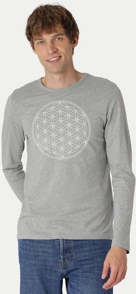 Peaces.bio - handbedruckte Biomode Bio-Herren-Langarmshirt "Die Blume des Lebens"