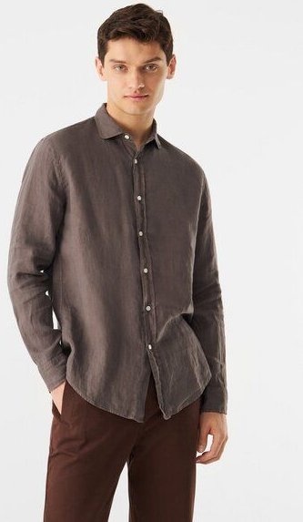 Givn Berlin Hemd GBKAMIL aus Leinen mit klassichem Umlegekragen