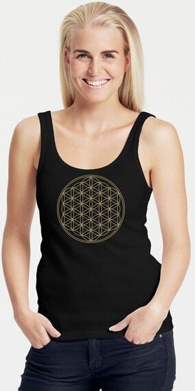 Peaces.bio - handbedruckte Biomode Bio Damen Tank-Top "Die Blume des Lebens"