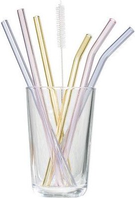 TRANQUILLO Strohhalm 6er Set aus Glas oder Metall