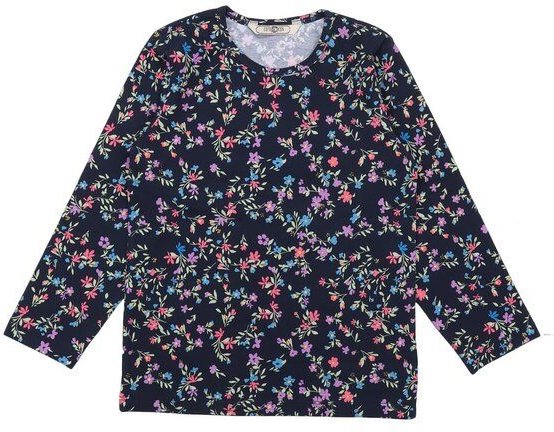 Cotokids Kinder Langarmshirt GOTS-zertifiziert aus Bio-Baumwolle, dunkelblau mit buntem Blumenmuster – Walkiddy, weich &...