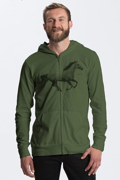 Peaces.bio - handbedruckte Biomode Herren Bio-Jersey-Zip-Hoodie Horsepower