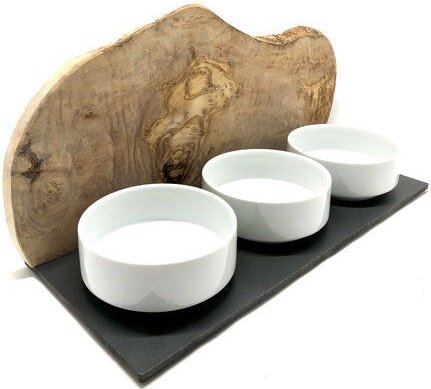 Thumbnail - Olivenholz erleben Futterstation "Cats only" DUO MOUNTAIN oder TRIO MOUNTAIN mit Olivenholzwand als Spritzschutz