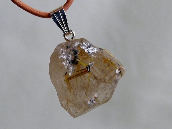 OneWorldMinerals Rutilquarz Edelstein-Anhänger, Brasilien, naturbelassen