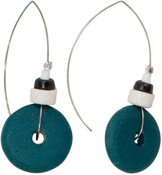 Karma Ohrringe - Full-Circle Upcycling Glasschmuck - Black & Teal - Global Mamas