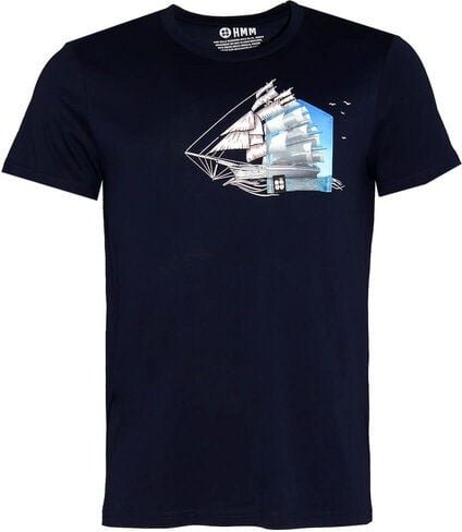 Thumbnail - FÄDD Herren T-Shirt Rundhals aus Bio-Baumwolle "Dreimaster BT" Navy Blau