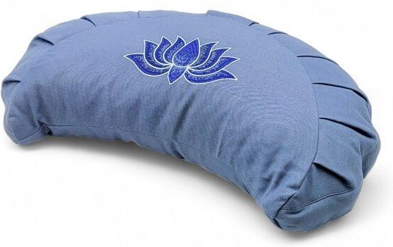 BAGHI Meditationskissen Halbmond pastellige Farben Lotus Bestickung - aus Bio-Baumwolle kbA zertifiziert Sitzhöhe 14 cm