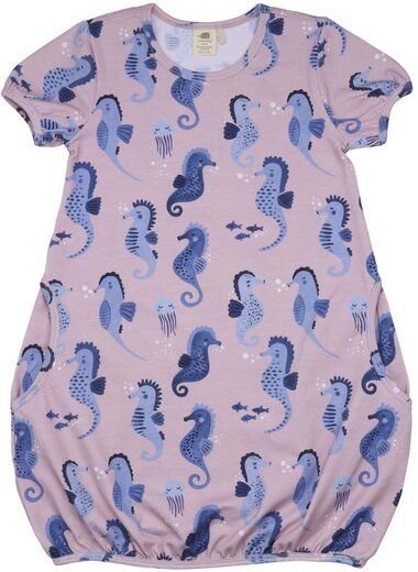 Baby Kleid GOTS zertifiziert – Bio-Baumwolle, Rosa mit Seepferdchenmotiv, Kurzarm, weich & bequem, alltagstauglich | Wal...