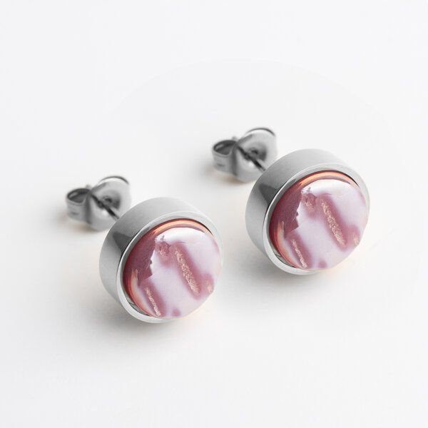 ALEXASCHA Edelstahl Ohrstecker mit Glasstein | Silber