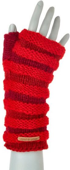 short'n'pietz Schurwollhandstulpen in Streifenmuster, handgestrickt