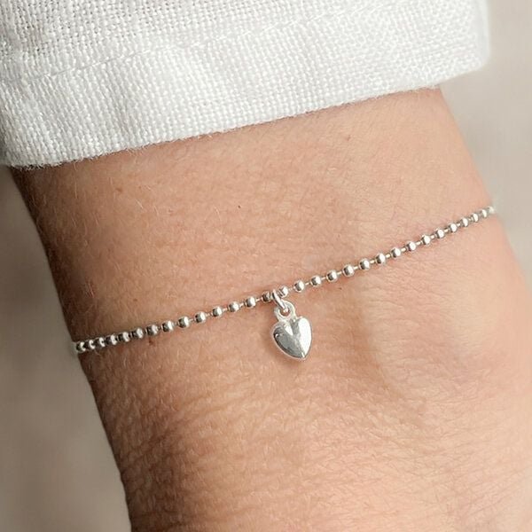 renna deluxe Armband mit Herz Anhänger | Kugel Armband Sterling Silber Gold