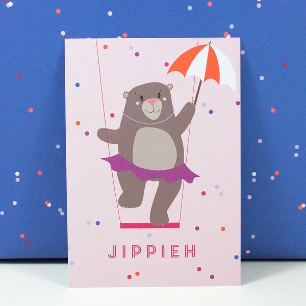 Bow & Hummingbird Postkarte Jippieh