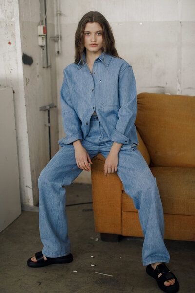 IVA RYCH Jeanshemd mit Druckköpfen I Deadstock