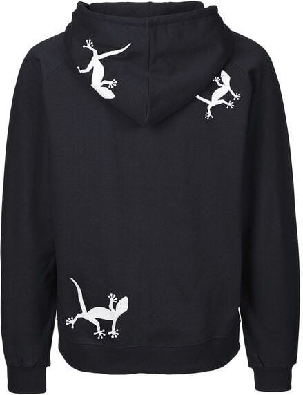 HANDGEDRUCKT "Geckos" Männer Zip-HOODY aus reiner Biobaumwolle (kbA)