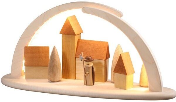 Seiffener Volkskunst eG Moderner Schibbogen Nachtwächter Lichterbogen mit LED Beleuchtung