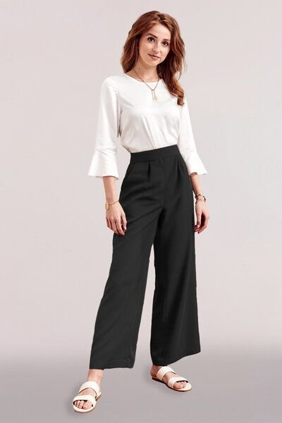 l'amour est bleu Weite Bundfaltenhose aus Tencel