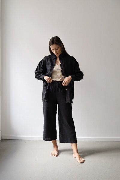 gust. Damen Weite Leinenhosen - Culotte - Linen trousers - 100% Bio-Leinen