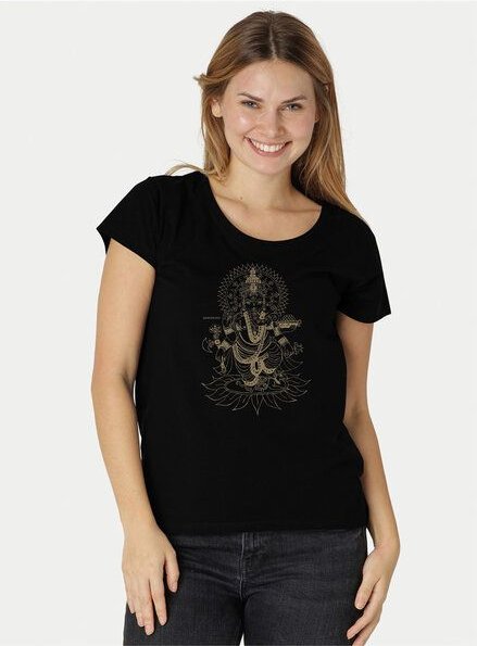 Peaces.bio - handbedruckte Biomode Loosefit Shirt Ganesha Damen