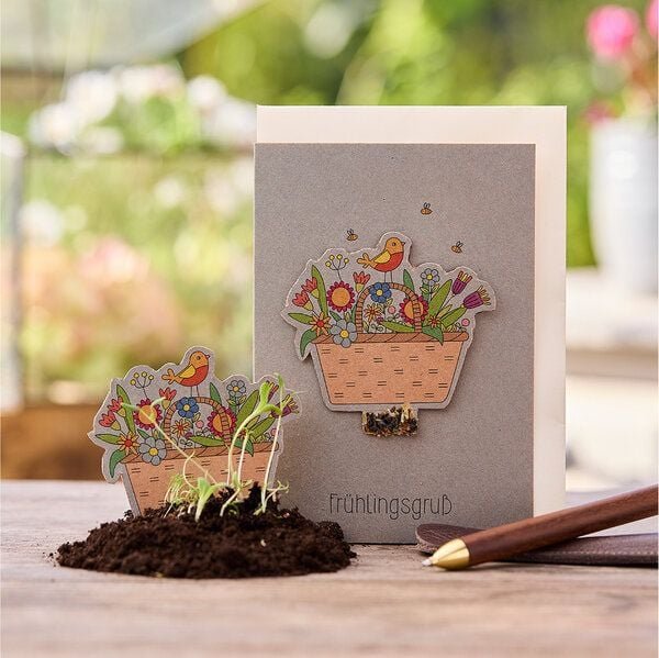 Die Stadtgärtner Osterkarte "Frühlingsgruß" I Karte zu Ostern oder Frühling I Ostergrußkarte mit Saatgut I Grußkarte "Fr...