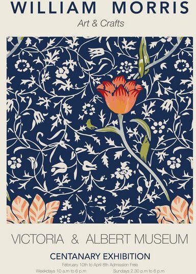 Photocircle Poster / Leinwandbild - William Morris - bau-rotes Blumenmuster