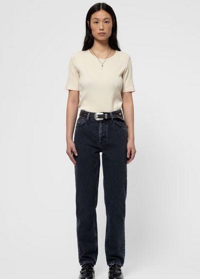 Nudie Jeans Relaxte Jeans - Lofty Lo - Black Vintage- aus Biobaumwolle