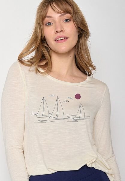 Thumbnail - GREENBOMB Nature Upwind Mind - Lässiges Longsleeve aus einem LENZING ECOVERO Mix / hochwertiger Print / Fair & Vegan