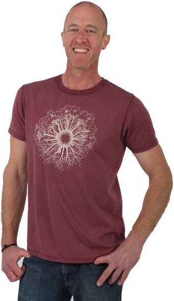 Life-Tree Shirt aus Biobaumwolle Fairwear für Herren "WoodenIris" in Washed Red/Green