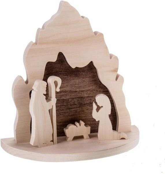 ReineNatur Weihnachtskrippe - Heilige Familie – Kiefer – Größe: L: 21cm x H: 21cm x T: 10cm