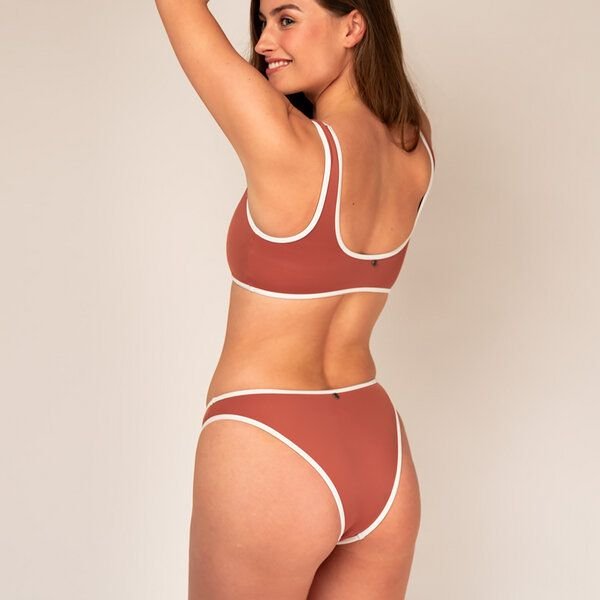 Woodlike Ocean Contour Cheeky Bikini Pant - wendebar weiß / rose brown / lila