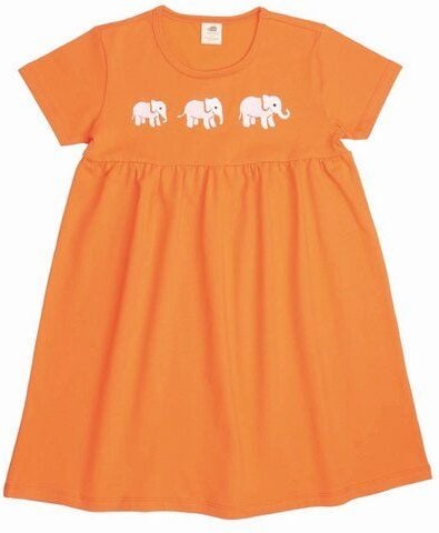 Kleinkinder Babydoll Kleid GOTS-zertifiziert aus Bio-Baumwolle orange mit Elefanten-Motiv – Walkiddy