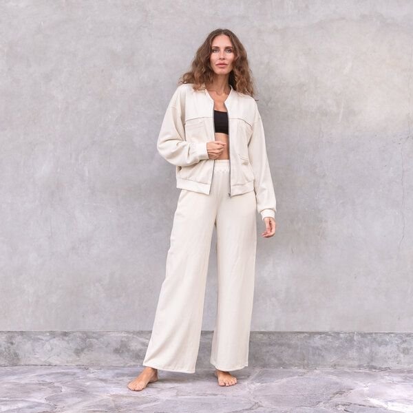 Jaya DAPHNE WAFFLE - Jeans-Loungewear! Weite Hose im Marlene Stil