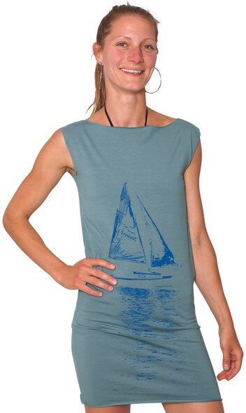 HANDGEDRUCKT "Segelboot" Bio-Kleidchen