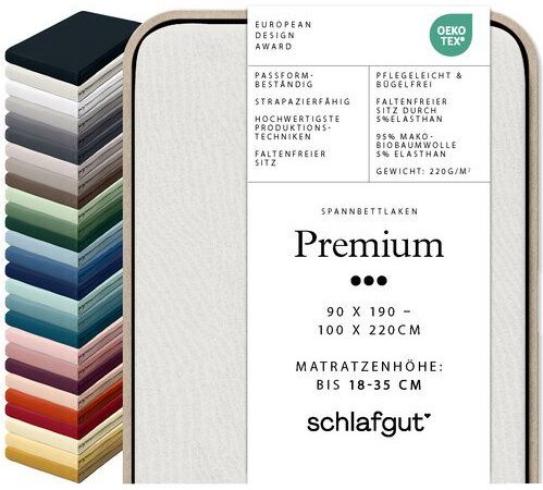 Schlafgut Spannbettlaken Premium - 95% Bio-Makobaumwolle, 5% Elasthan - Matratzenhöhe von 18-35cm