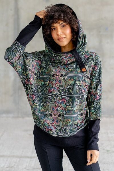 KOKOworld Sweatshirt Pulli Poko – Kimono-Schnitt mit Schal-Kapuze & Gürtel – Bio-Baumwolle, fair & nachhaltig in EU prod...